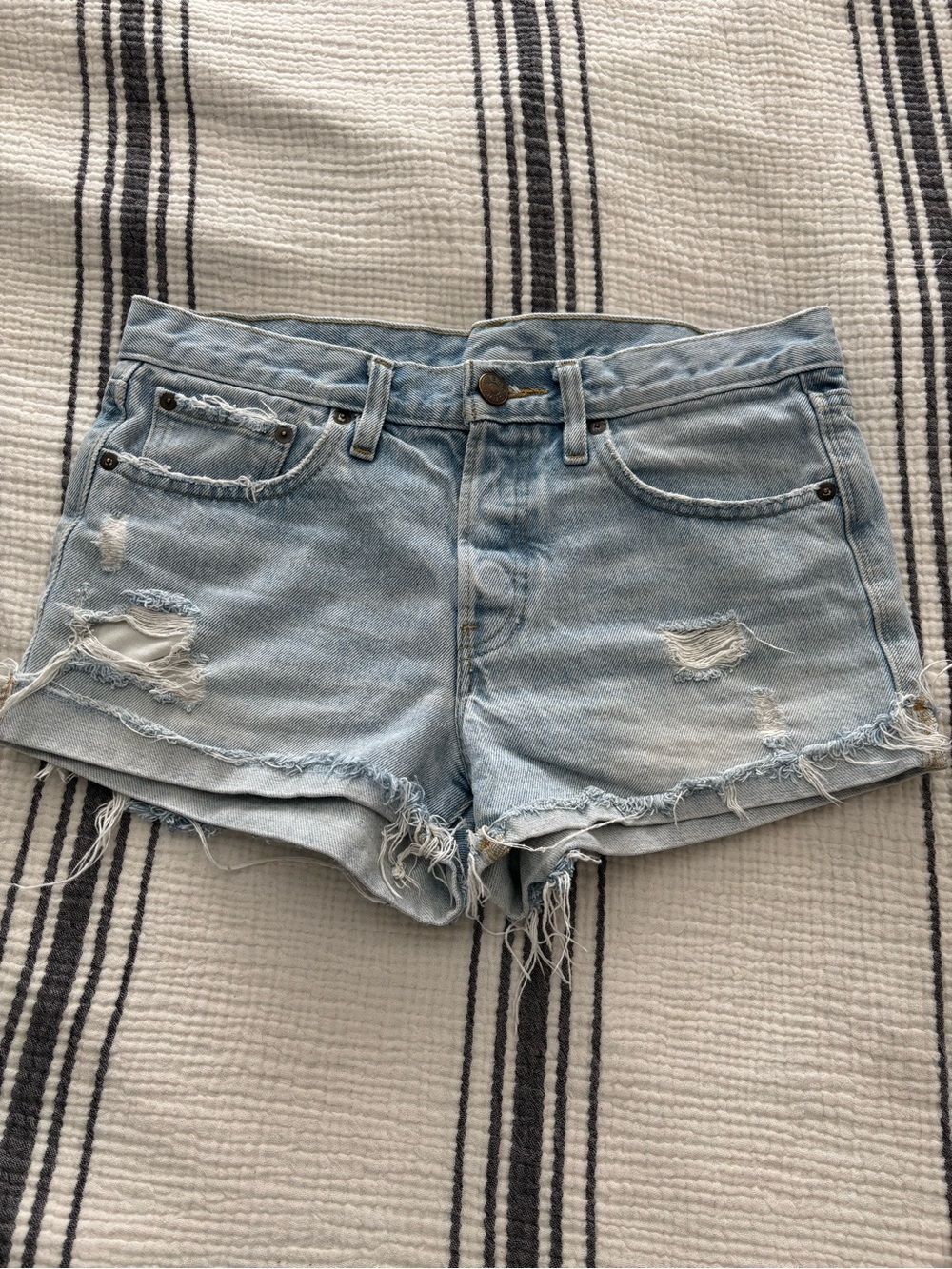 BDG Light Blue Distressed Denim Cutoff Shorts